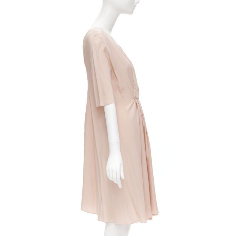 Marni MARNI 100% silk light pink gathered asymmetric draped short sleeve dress IT38 XS Size XS / US 0-2 / IT 36-38 - 4 Thumbnail