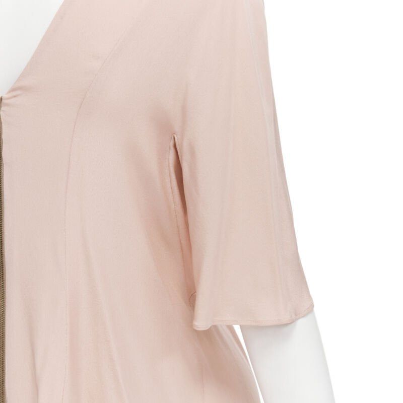 Marni MARNI 100% silk light pink gathered asymmetric draped short sleeve dress IT38 XS Size XS / US 0-2 / IT 36-38 - 8 Thumbnail