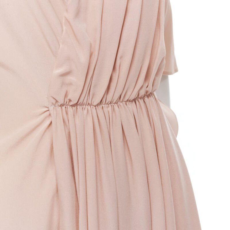Marni MARNI 100% silk light pink gathered asymmetric draped short sleeve dress IT38 XS Size XS / US 0-2 / IT 36-38 - 2 Thumbnail