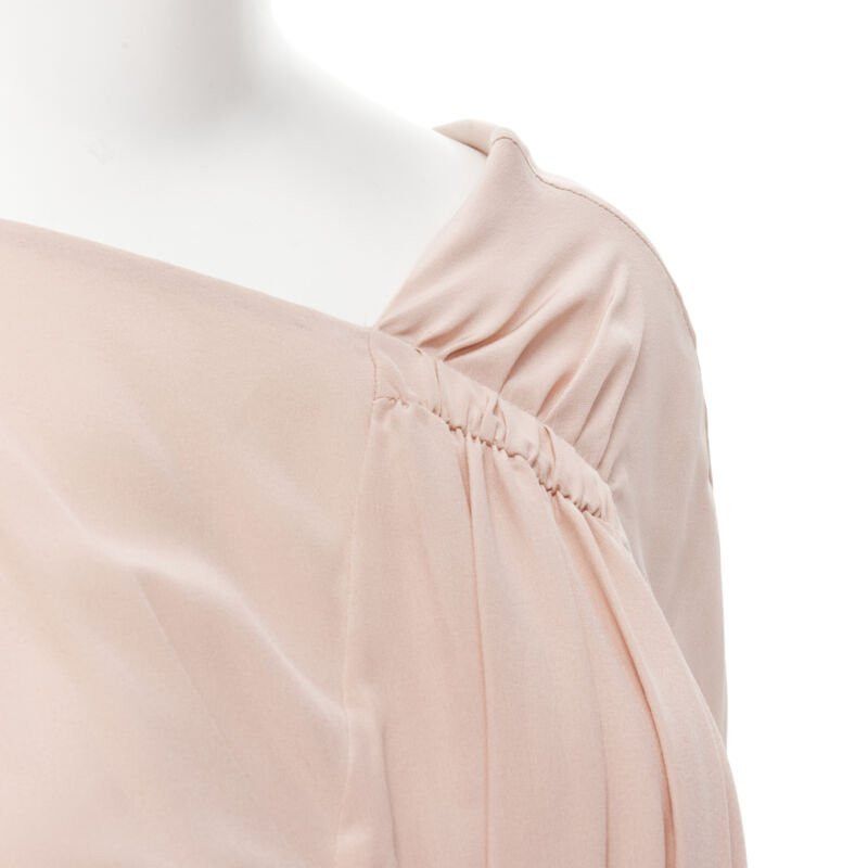 Marni MARNI 100% silk light pink gathered asymmetric draped short sleeve dress IT38 XS Size XS / US 0-2 / IT 36-38 - 7 Thumbnail