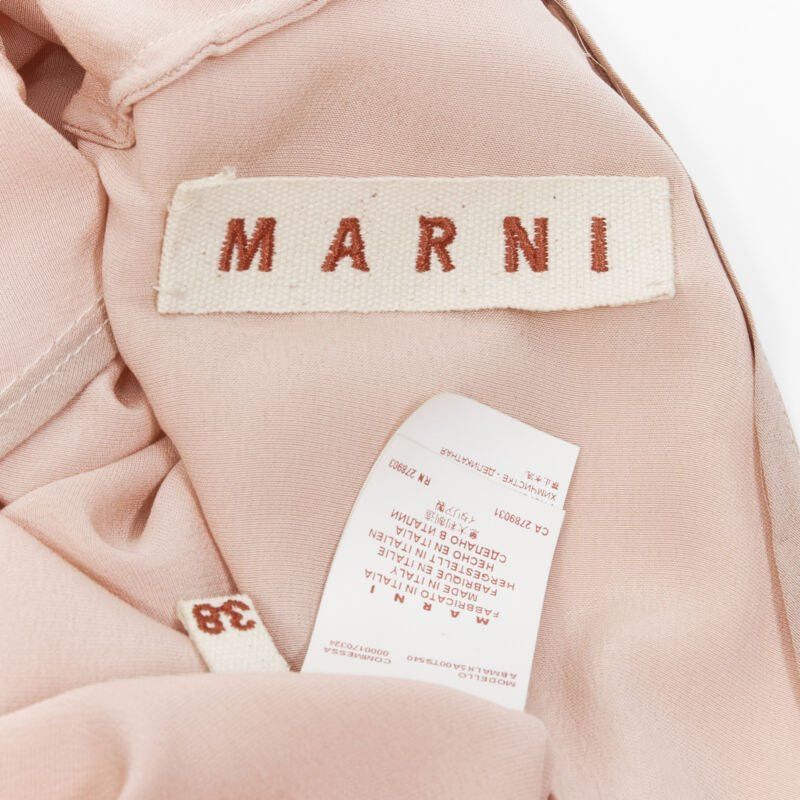 Marni MARNI 100% silk light pink gathered asymmetric draped short sleeve dress IT38 XS Size XS / US 0-2 / IT 36-38 - 11 Thumbnail