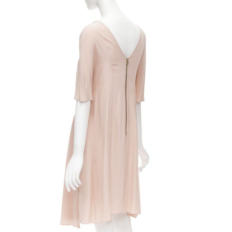 Marni MARNI 100% silk light pink gathered asymmetric draped short sleeve dress IT38 XS Size XS / US 0-2 / IT 36-38 - 6 Thumbnail