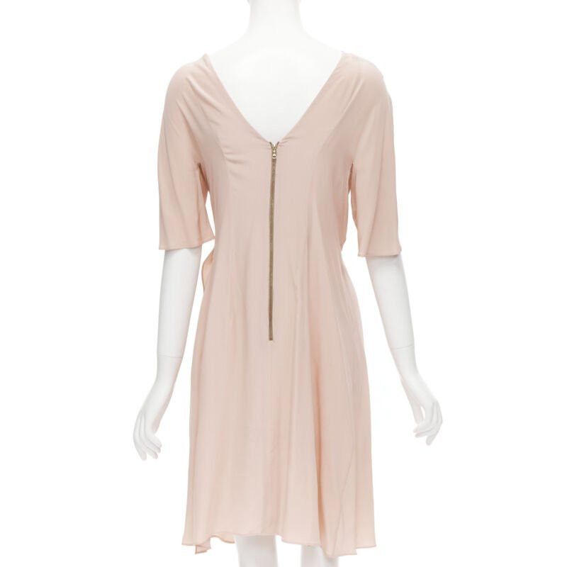 Marni MARNI 100% silk light pink gathered asymmetric draped short sleeve dress IT38 XS Size XS / US 0-2 / IT 36-38 - 5 Thumbnail