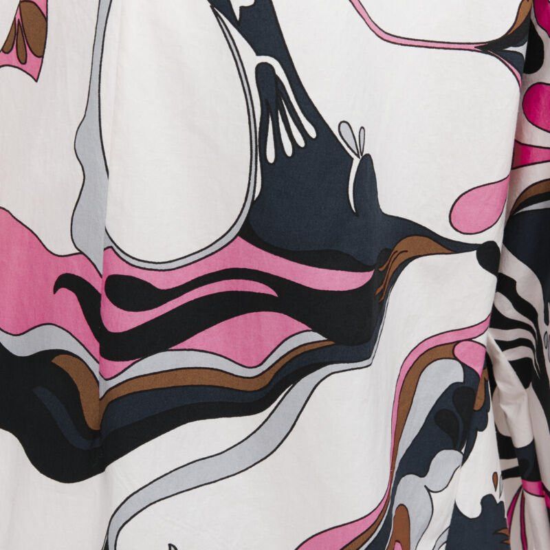 Marni MARNI white navy pink swirl floral cotton boat neck long sleeve dress IT40 S Size S / US 4 / IT 40 - 10 Thumbnail