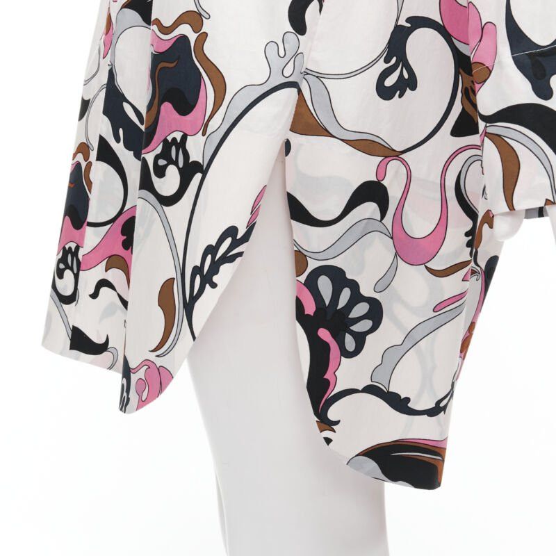 Marni MARNI white navy pink swirl floral cotton boat neck long sleeve dress IT40 S Size S / US 4 / IT 40 - 9 Thumbnail