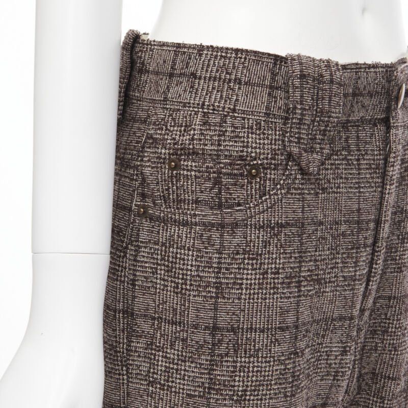 Marc Jacobs MARC JACOBS brown check tweed boucle wide leg cropped pants US2 XS Size 26" / US 2 / IT 38 - 2 Thumbnail