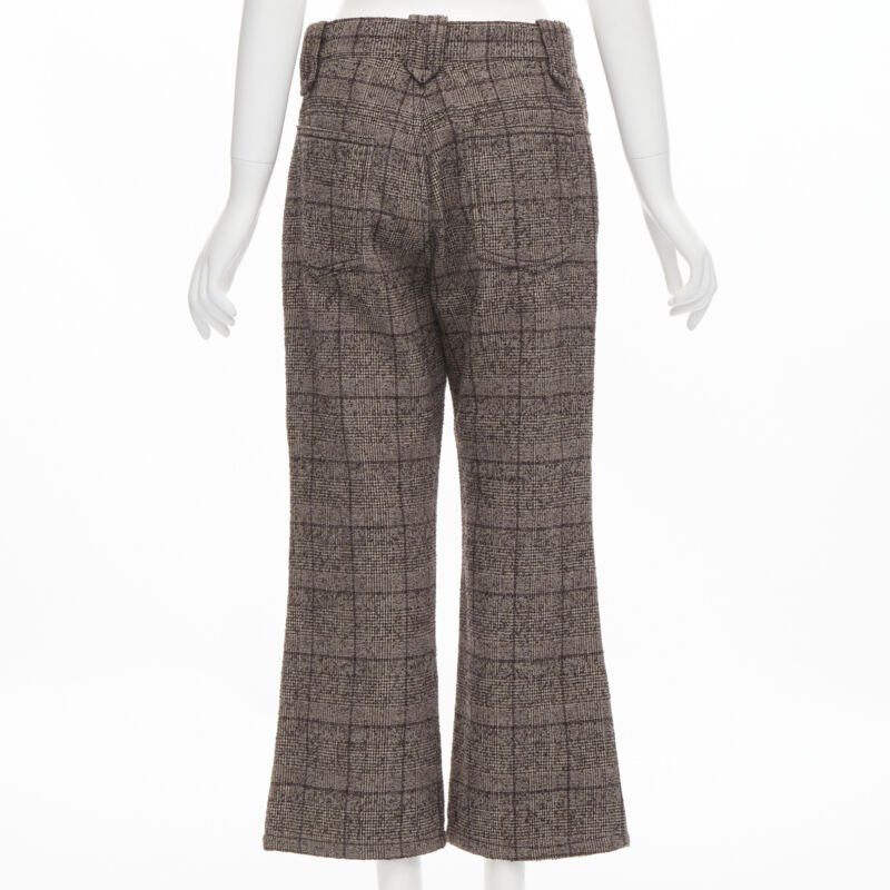 Marc Jacobs MARC JACOBS brown check tweed boucle wide leg cropped pants US2 XS Size 26" / US 2 / IT 38 - 6 Thumbnail