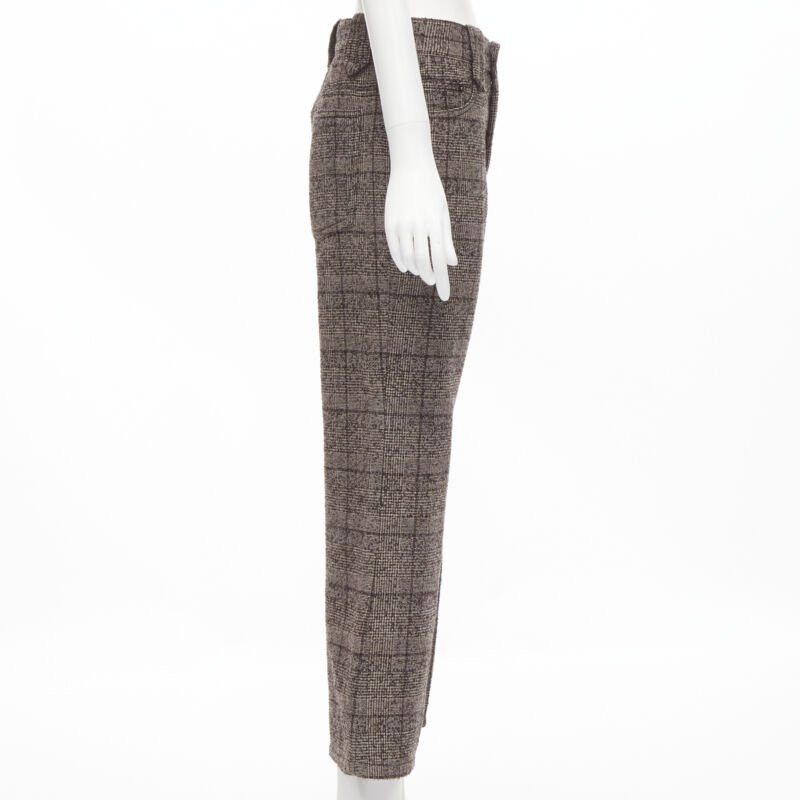 Marc Jacobs MARC JACOBS brown check tweed boucle wide leg cropped pants US2 XS Size 26" / US 2 / IT 38 - 4 Thumbnail