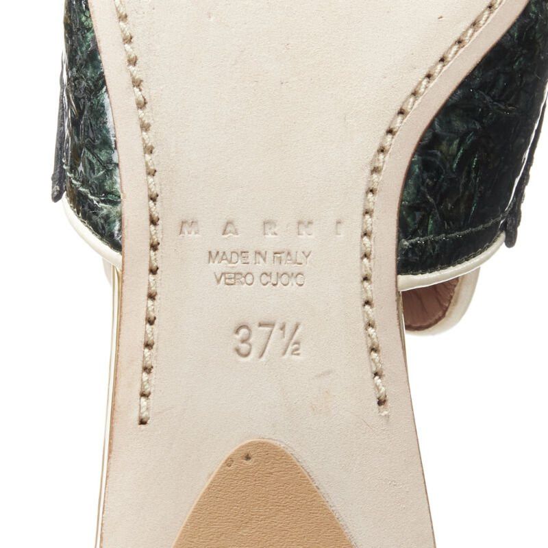 Marni MARNI green crinkled patent point toe slip on mule flats loafer EU37.5 Size US 7.5 / IT 37.5 - 11 Thumbnail