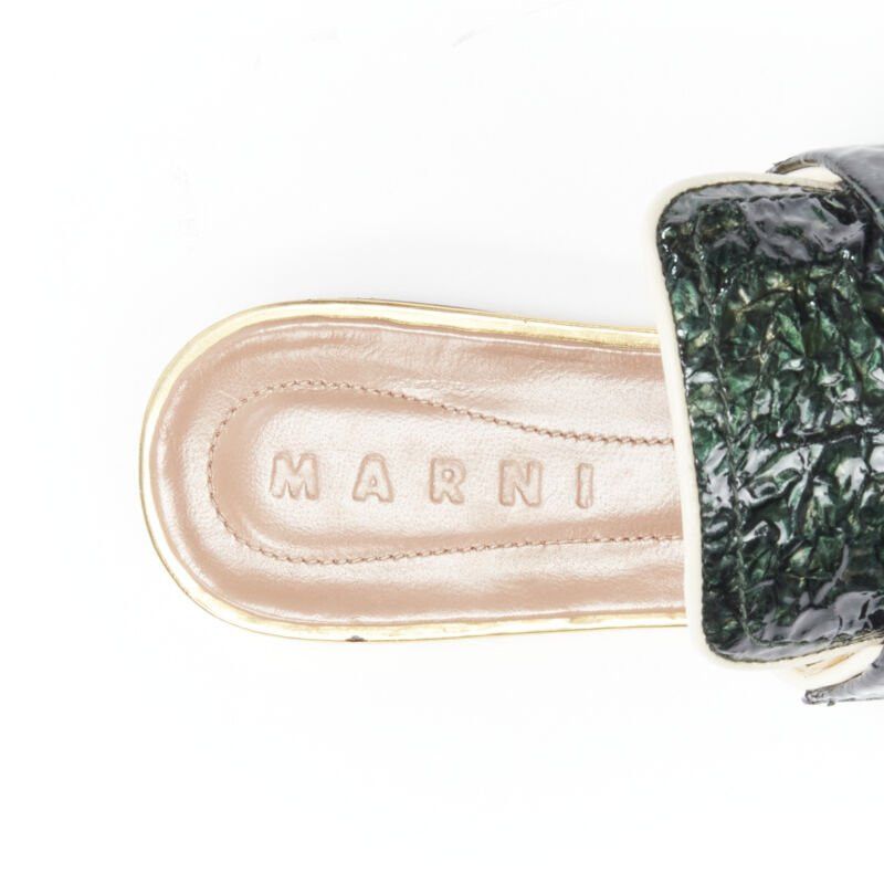 Marni MARNI green crinkled patent point toe slip on mule flats loafer EU37.5 Size US 7.5 / IT 37.5 - 10 Thumbnail