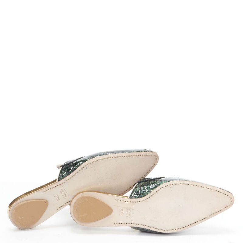 Marni MARNI green crinkled patent point toe slip on mule flats loafer EU37.5 Size US 7.5 / IT 37.5 - 12 Thumbnail