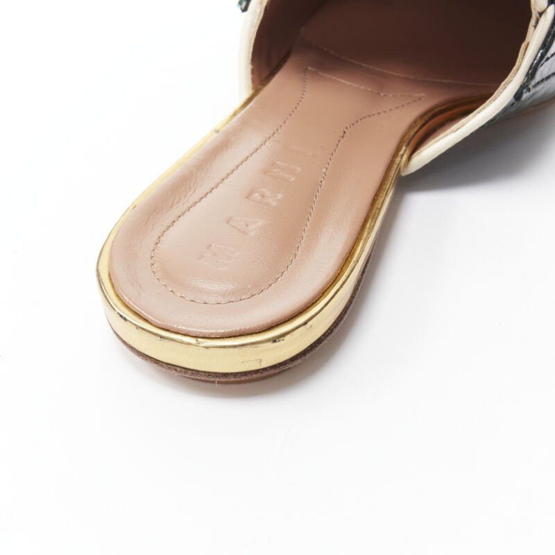 Marni MARNI green crinkled patent point toe slip on mule flats loafer EU37.5 Size US 7.5 / IT 37.5 - 8 Thumbnail
