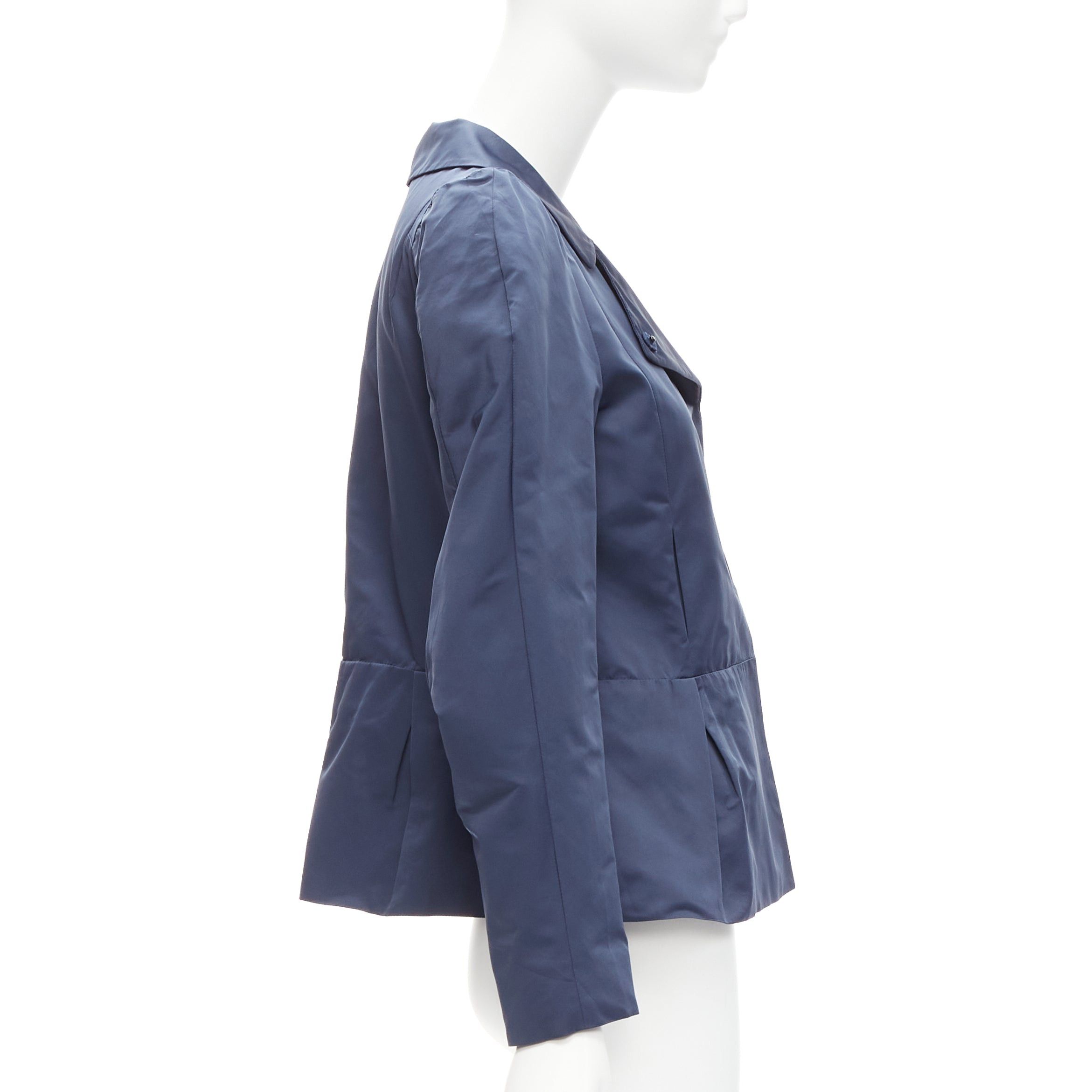 Marni MARNI blue satin structural puff shoulder peplum minimal cropped jacket IT42 M Size M / US 6-8 / IT 42-44 - 4 Thumbnail