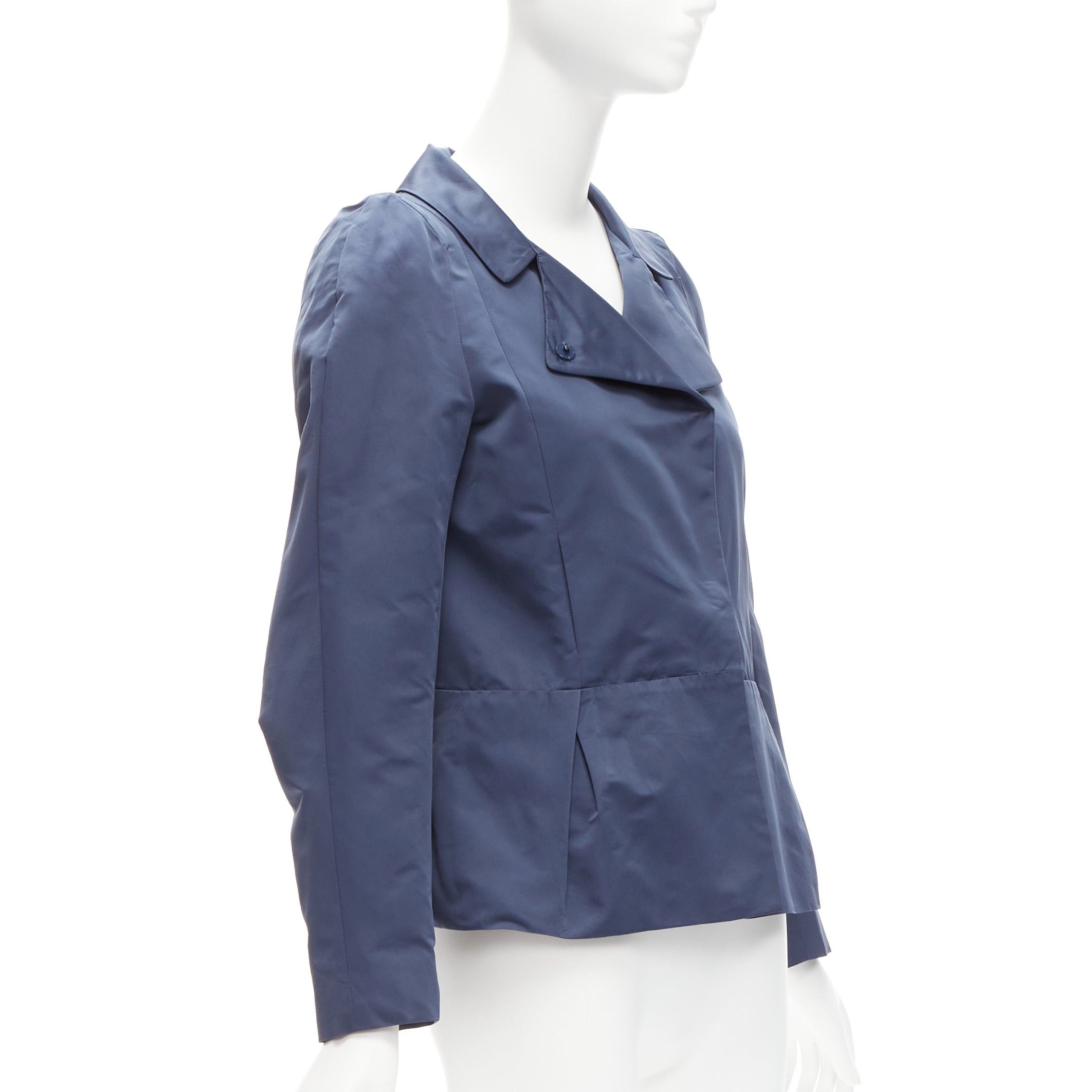 Marni MARNI blue satin structural puff shoulder peplum minimal cropped jacket IT42 M Size M / US 6-8 / IT 42-44 - 3 Thumbnail