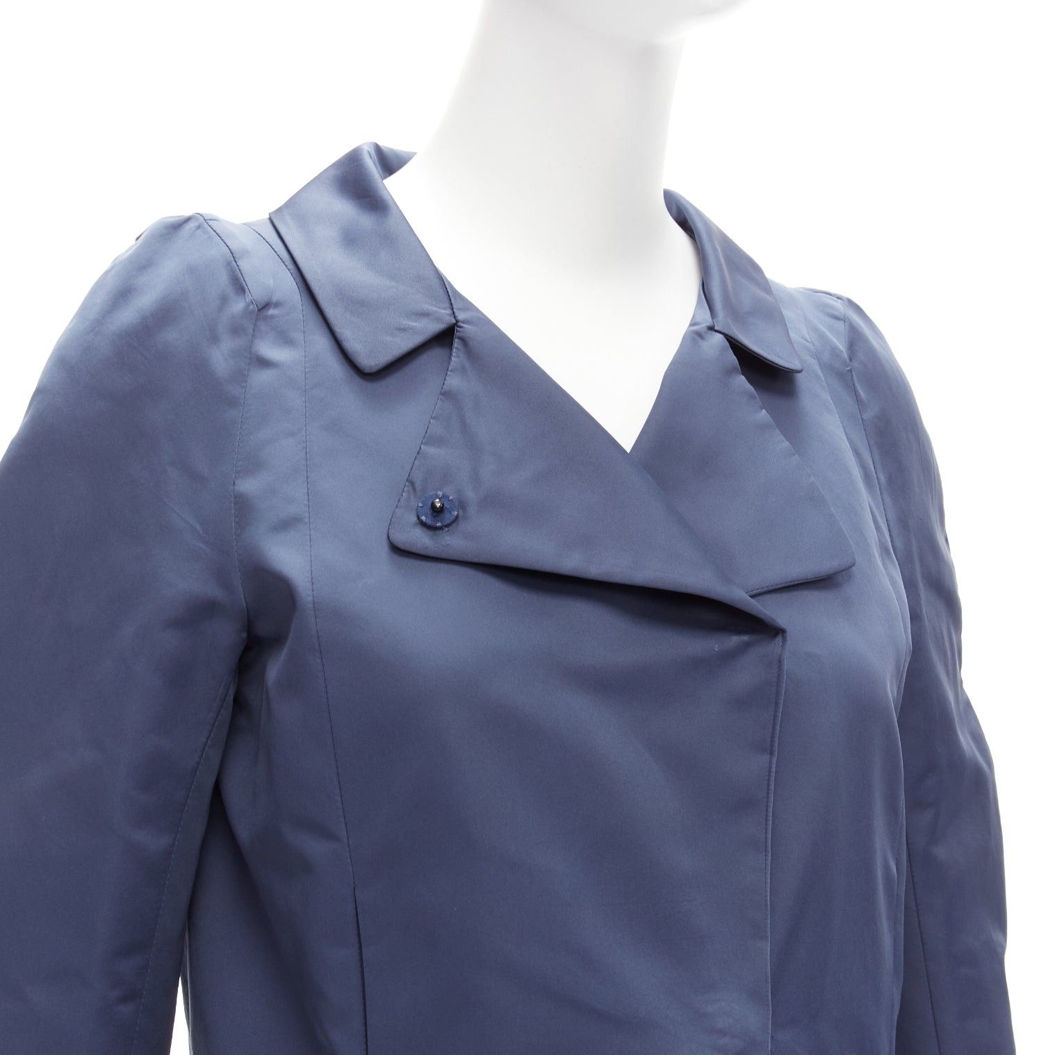 Marni MARNI blue satin structural puff shoulder peplum minimal cropped jacket IT42 M Size M / US 6-8 / IT 42-44 - 2 Thumbnail