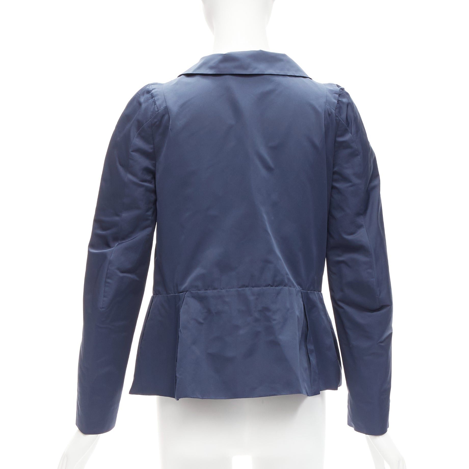 Marni MARNI blue satin structural puff shoulder peplum minimal cropped jacket IT42 M Size M / US 6-8 / IT 42-44 - 5 Thumbnail
