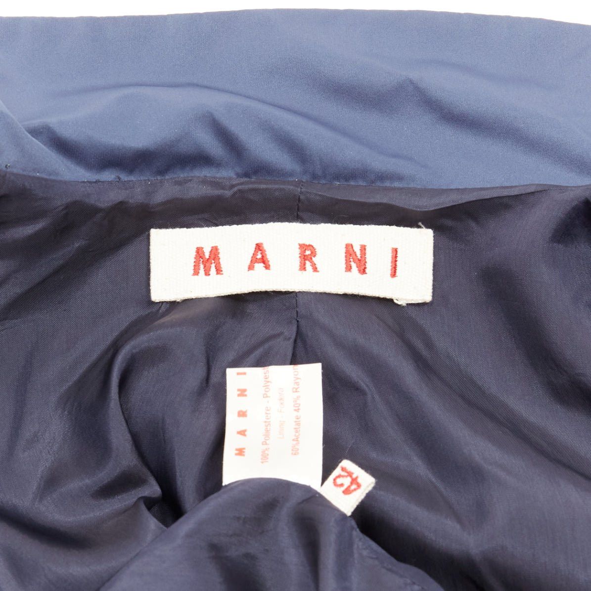 Marni MARNI blue satin structural puff shoulder peplum minimal cropped jacket IT42 M Size M / US 6-8 / IT 42-44 - 8 Thumbnail