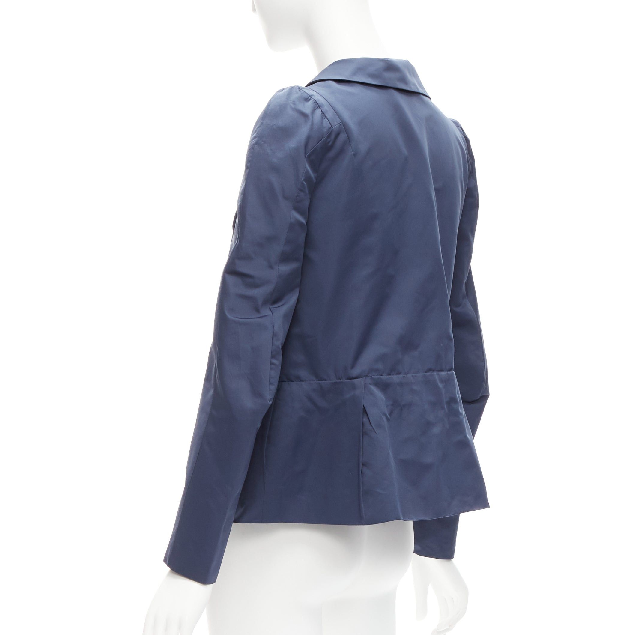 Marni MARNI blue satin structural puff shoulder peplum minimal cropped jacket IT42 M Size M / US 6-8 / IT 42-44 - 6 Thumbnail
