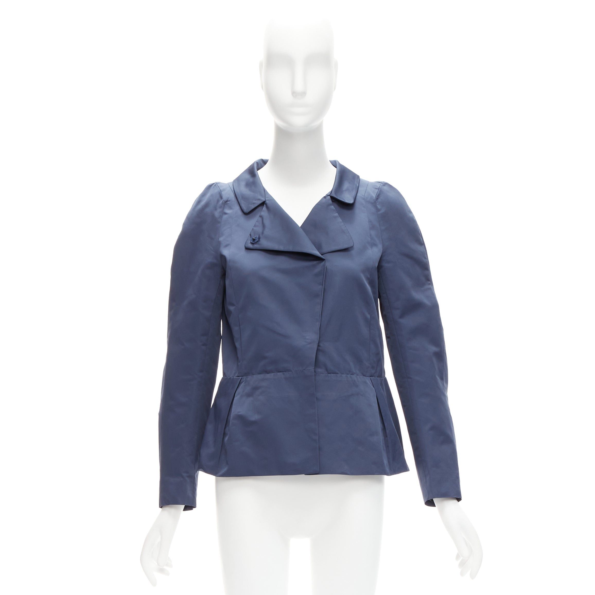 Marni MARNI blue satin structural puff shoulder peplum minimal cropped jacket IT42 M Size M / US 6-8 / IT 42-44 - 9 Thumbnail