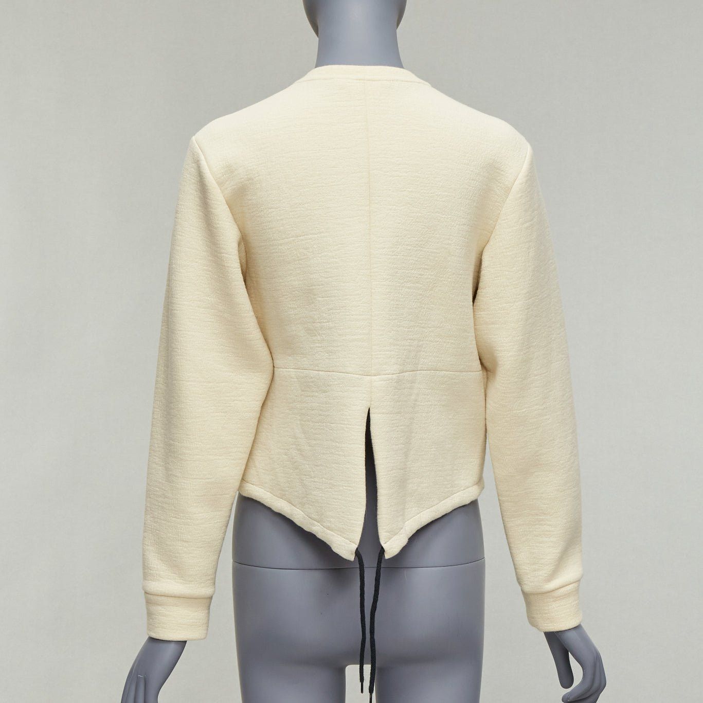 Marni MARNI cream cotton leather zip pull cropped bomber jacket IT36 XXS Size XS / US 0-2 / IT 36-38 - 6 Thumbnail