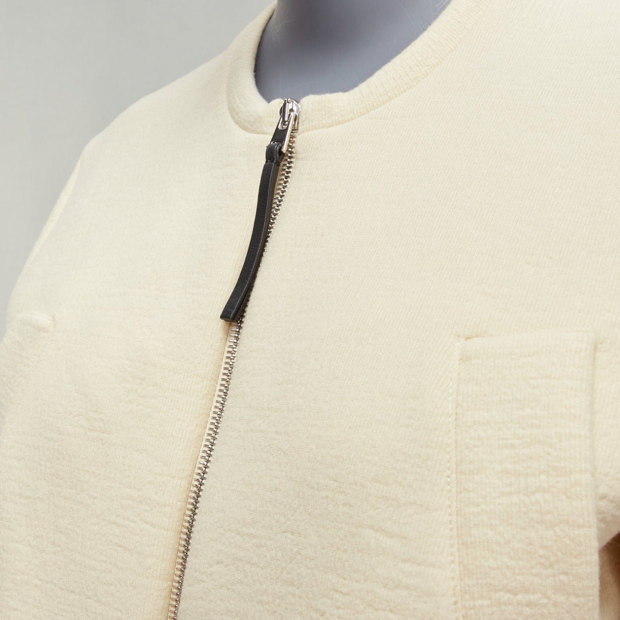 Marni MARNI cream cotton leather zip pull cropped bomber jacket IT36 XXS Size XS / US 0-2 / IT 36-38 - 8 Thumbnail
