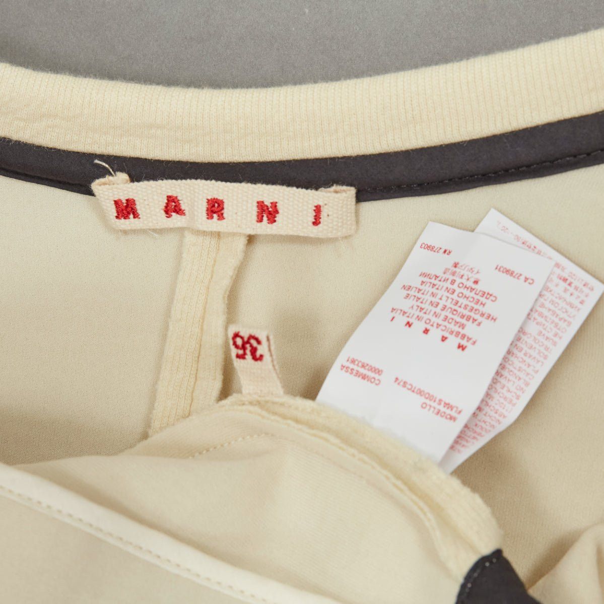 Marni MARNI cream cotton leather zip pull cropped bomber jacket IT36 XXS Size XS / US 0-2 / IT 36-38 - 9 Thumbnail
