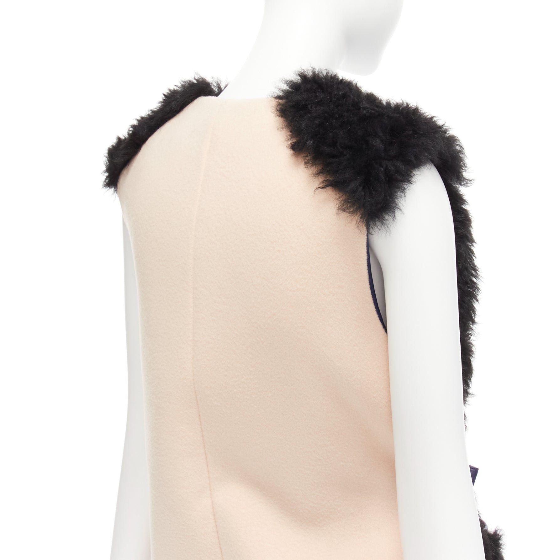 Marni MARNI black lamb shearling fur blue leather belted belt IT38 XS Size XS / US 0-2 / IT 36-38 - 7 Thumbnail