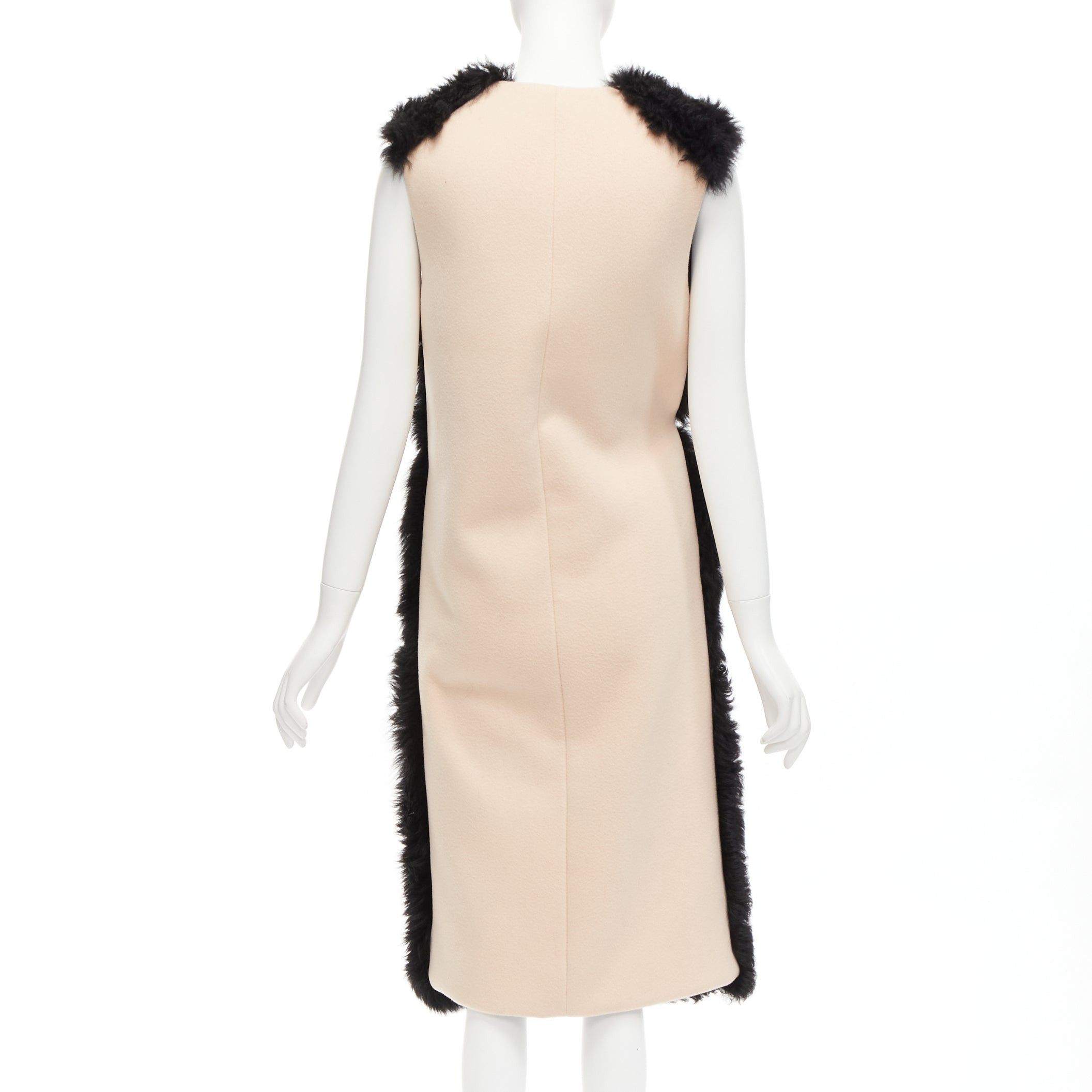 Marni MARNI black lamb shearling fur blue leather belted belt IT38 XS Size XS / US 0-2 / IT 36-38 - 4 Thumbnail