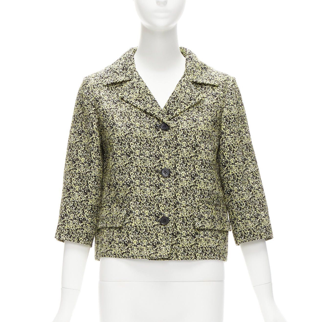Marni MARNI 2014 yellow speckle jacquard cotton blend cropped jacket IT38 XS Size XS / US 0-2 / IT 36-38 - 3 Thumbnail