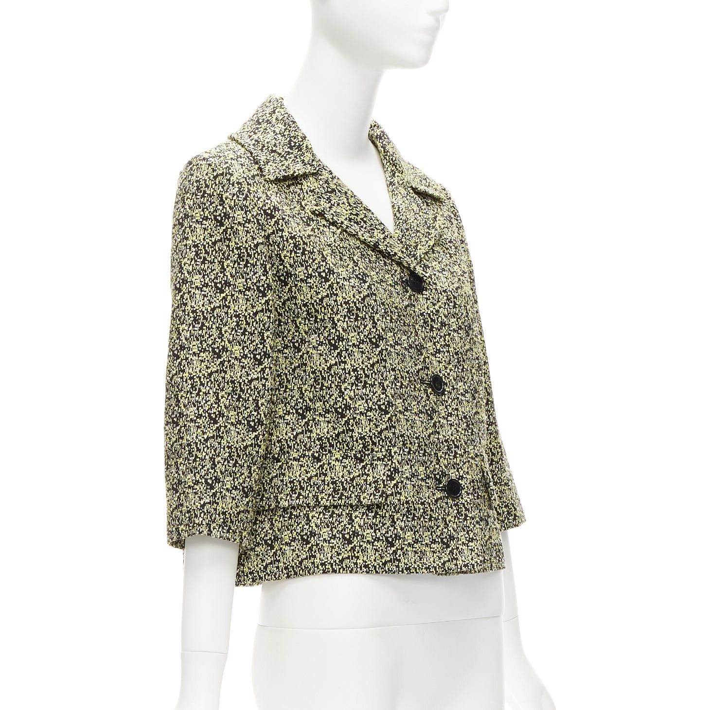 Marni MARNI 2014 yellow speckle jacquard cotton blend cropped jacket IT38 XS Size XS / US 0-2 / IT 36-38 - 4 Thumbnail