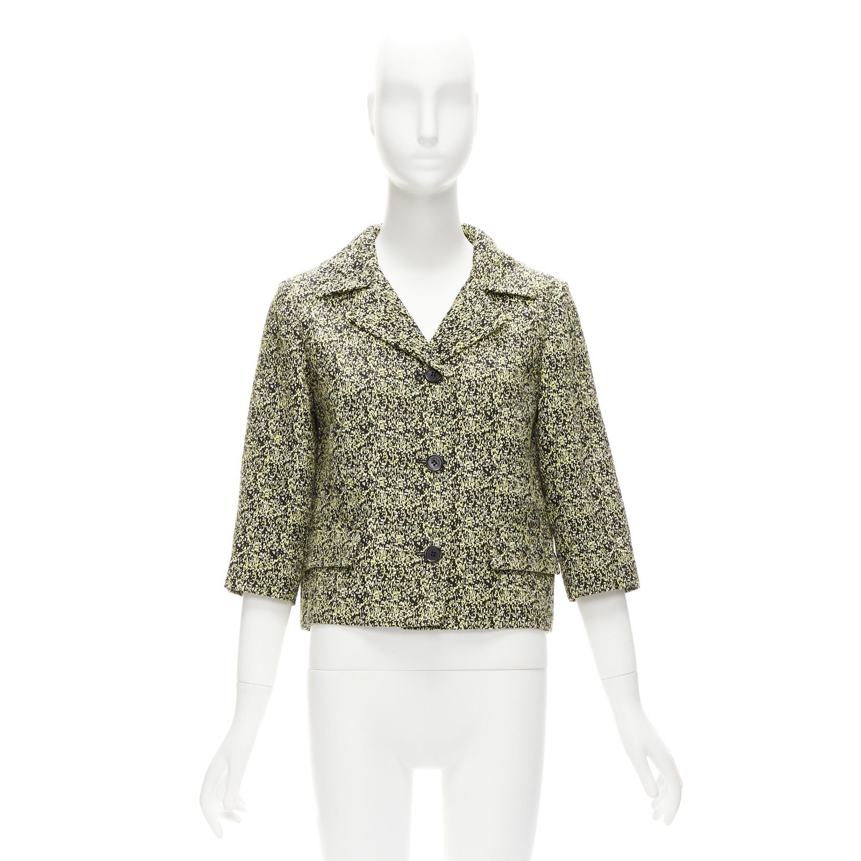 Marni MARNI 2014 yellow speckle jacquard cotton blend cropped jacket IT38 XS Size XS / US 0-2 / IT 36-38 - 10 Thumbnail