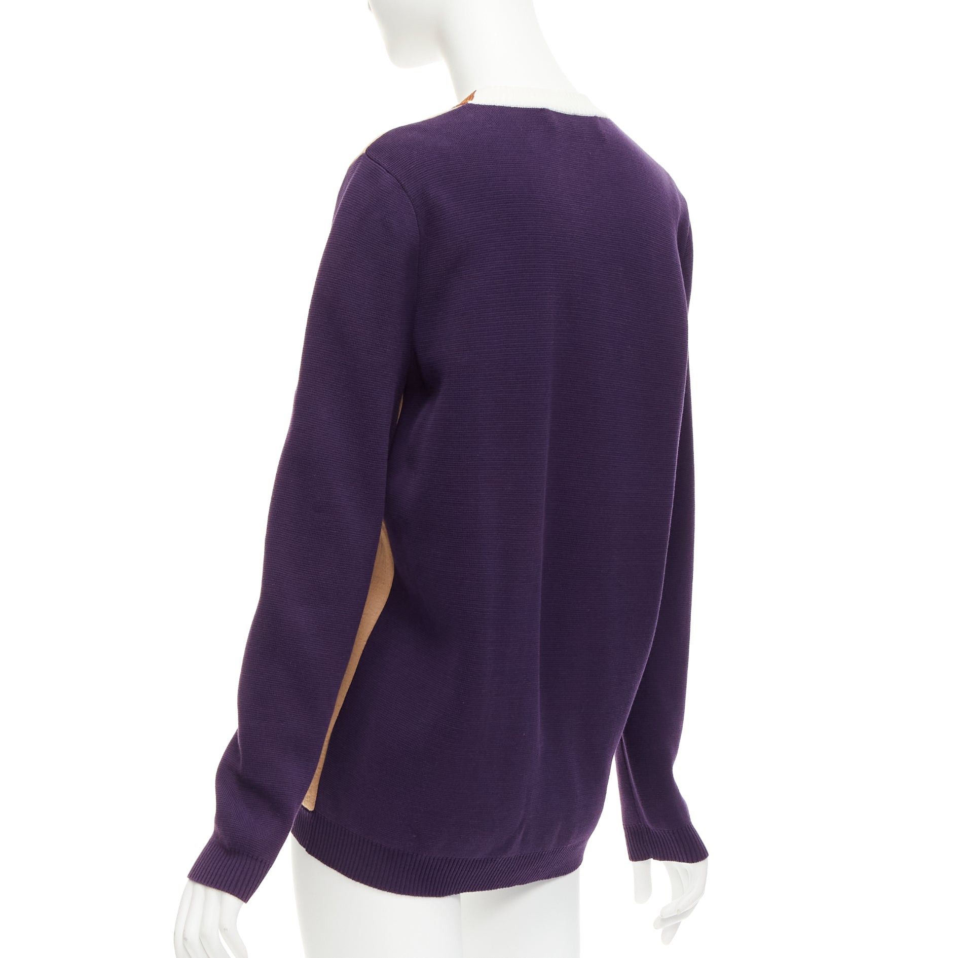 Marni MARNI beige purple colorblocked mixed material cardigan sweater IT40 S Size S / US 4 / IT 40 - 2 Thumbnail
