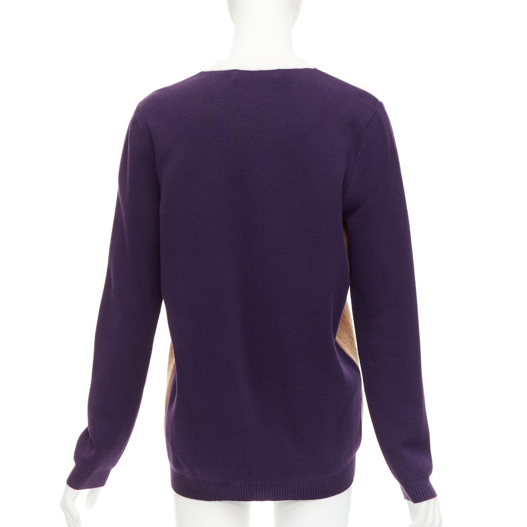 Marni MARNI beige purple colorblocked mixed material cardigan sweater IT40 S Size S / US 4 / IT 40 - 5 Thumbnail