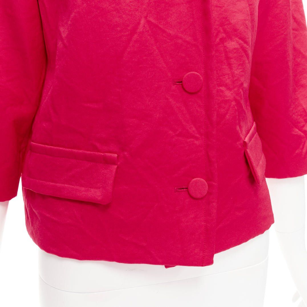 Marni MARNI 2014 red creased crinkle wrapped buttons cropped boxy jacket IT38 XS Size XS / US 0-2 / IT 36-38 - 8 Thumbnail
