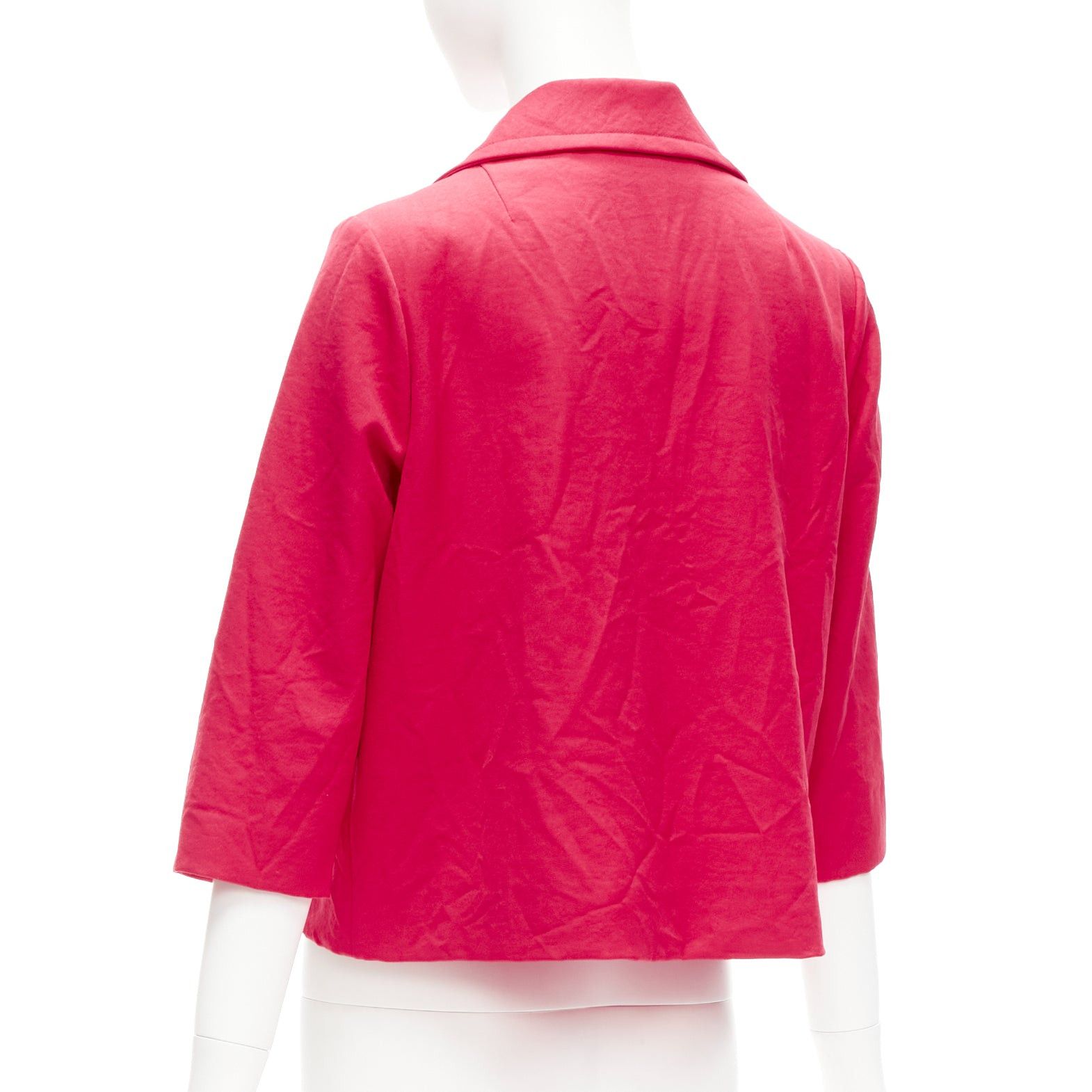 Marni MARNI 2014 red creased crinkle wrapped buttons cropped boxy jacket IT38 XS Size XS / US 0-2 / IT 36-38 - 7 Thumbnail