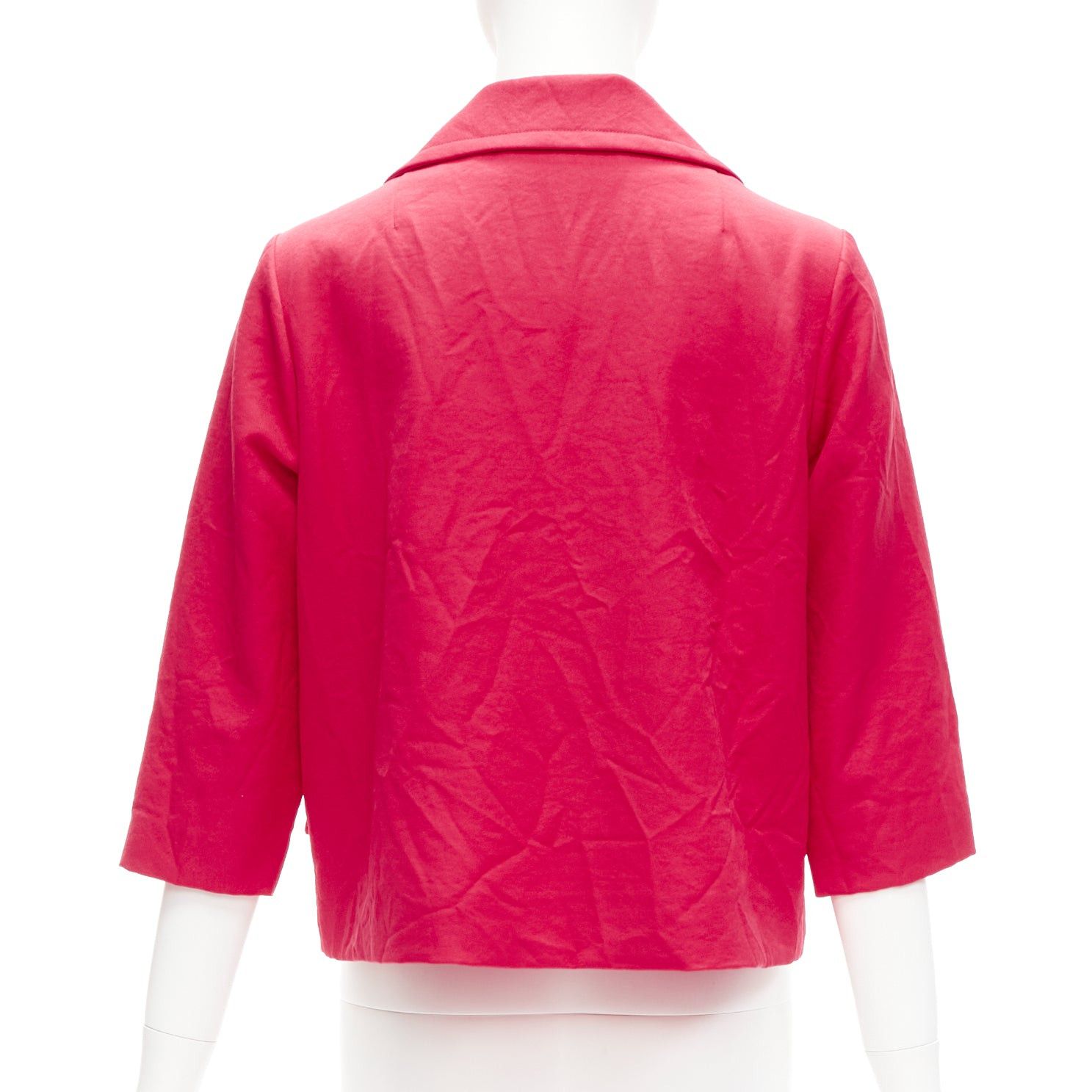 Marni MARNI 2014 red creased crinkle wrapped buttons cropped boxy jacket IT38 XS Size XS / US 0-2 / IT 36-38 - 6 Thumbnail