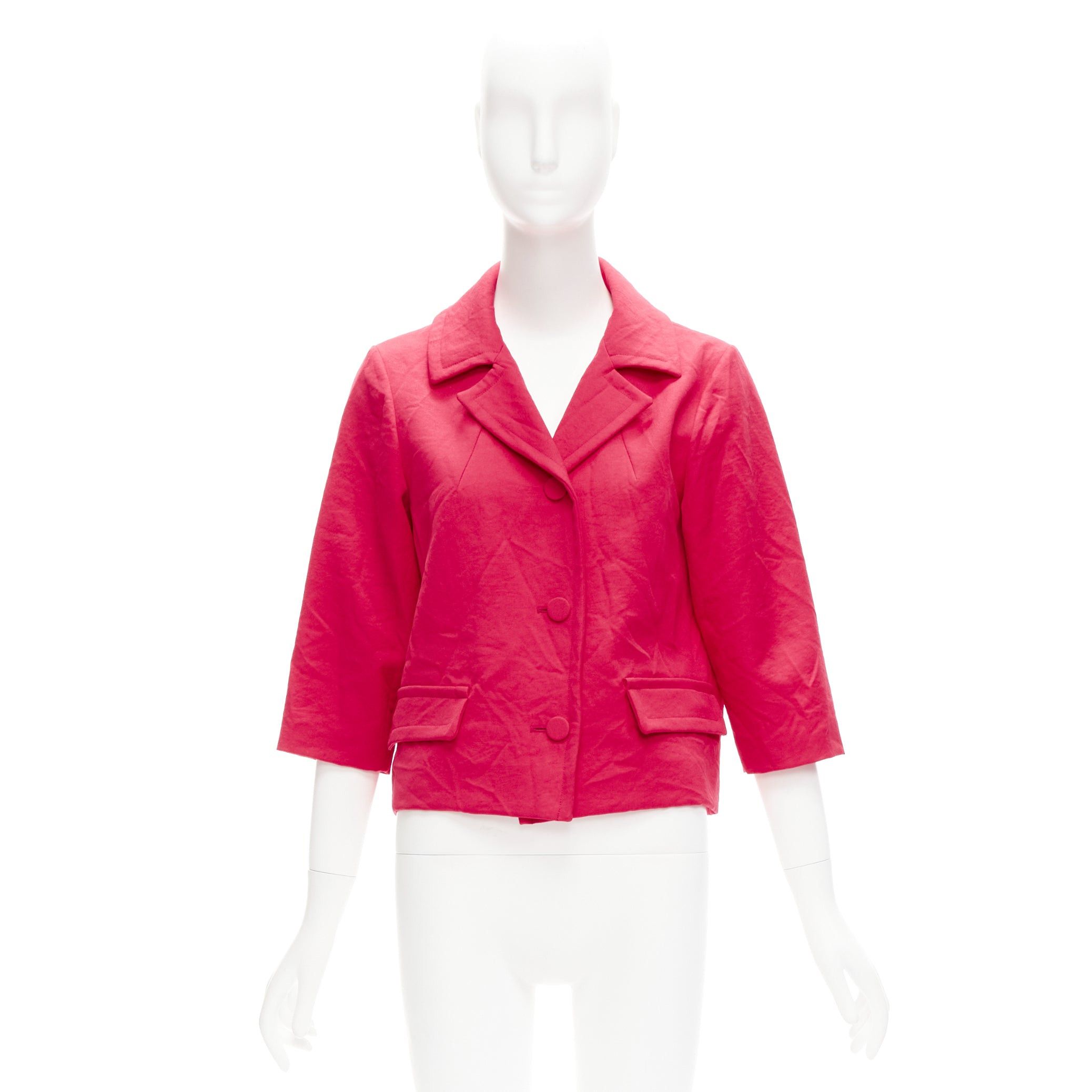Marni MARNI 2014 red creased crinkle wrapped buttons cropped boxy jacket IT38 XS Size XS / US 0-2 / IT 36-38 - 10 Thumbnail