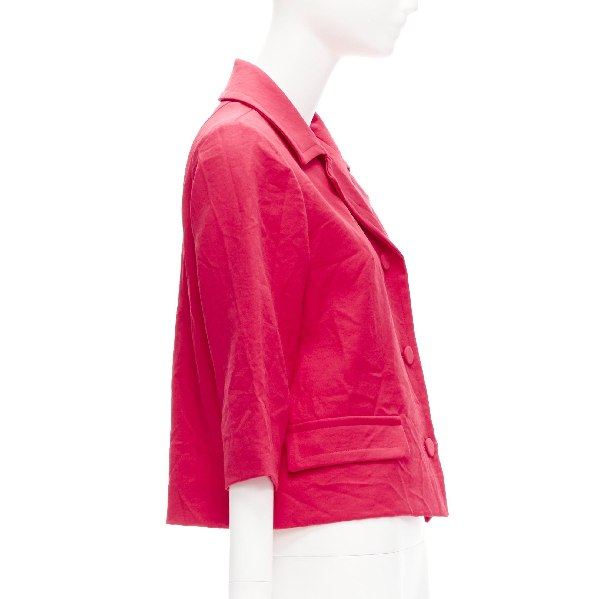 Marni MARNI 2014 red creased crinkle wrapped buttons cropped boxy jacket IT38 XS Size XS / US 0-2 / IT 36-38 - 5 Thumbnail