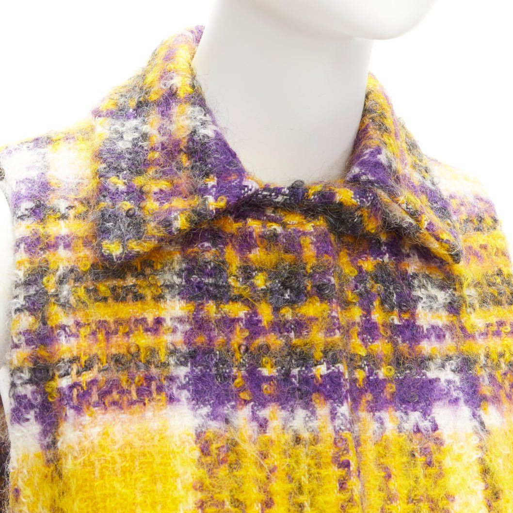 Marni MARNI yellow purple plaid check mohair blend boxy sleeveless coat IT36 XS Size XS / US 0-2 / IT 36-38 - 7 Thumbnail