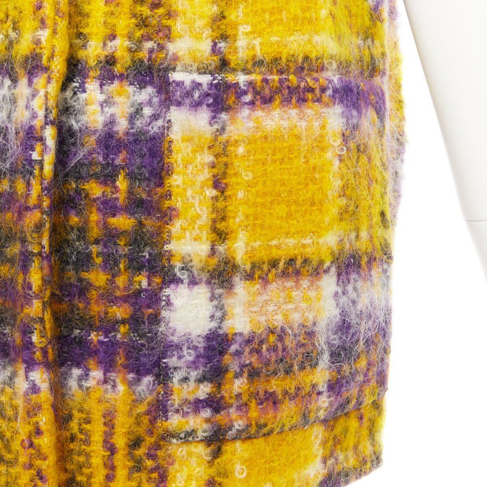Marni MARNI yellow purple plaid check mohair blend boxy sleeveless coat IT36 XS Size XS / US 0-2 / IT 36-38 - 8 Thumbnail