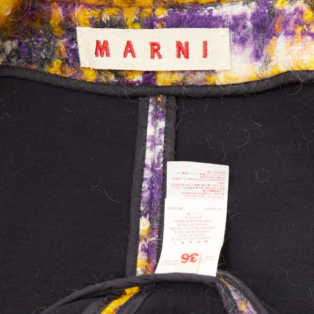 Marni MARNI yellow purple plaid check mohair blend boxy sleeveless coat IT36 XS Size XS / US 0-2 / IT 36-38 - 9 Thumbnail