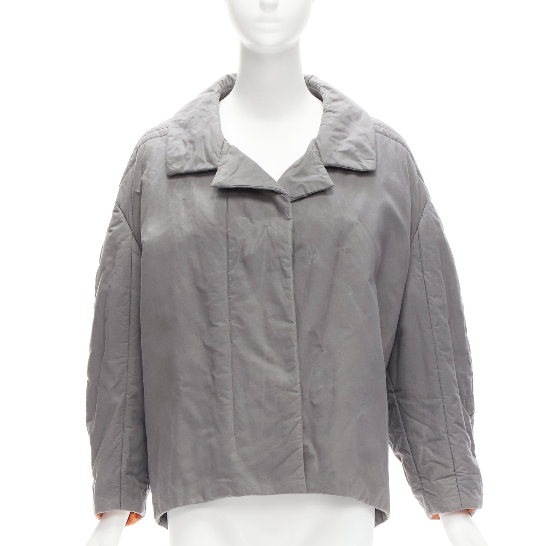 Marni MARNI grey washed cotton brown lined padded cocoon MA1 jacket IT36 XS Size XS / US 0-2 / IT 36-38 - 3 Thumbnail