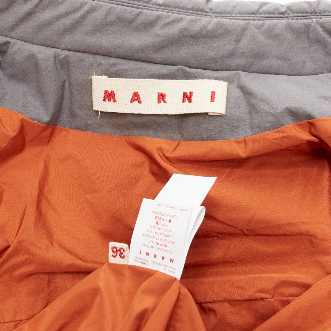 Marni MARNI grey washed cotton brown lined padded cocoon MA1 jacket IT36 XS Size XS / US 0-2 / IT 36-38 - 9 Thumbnail