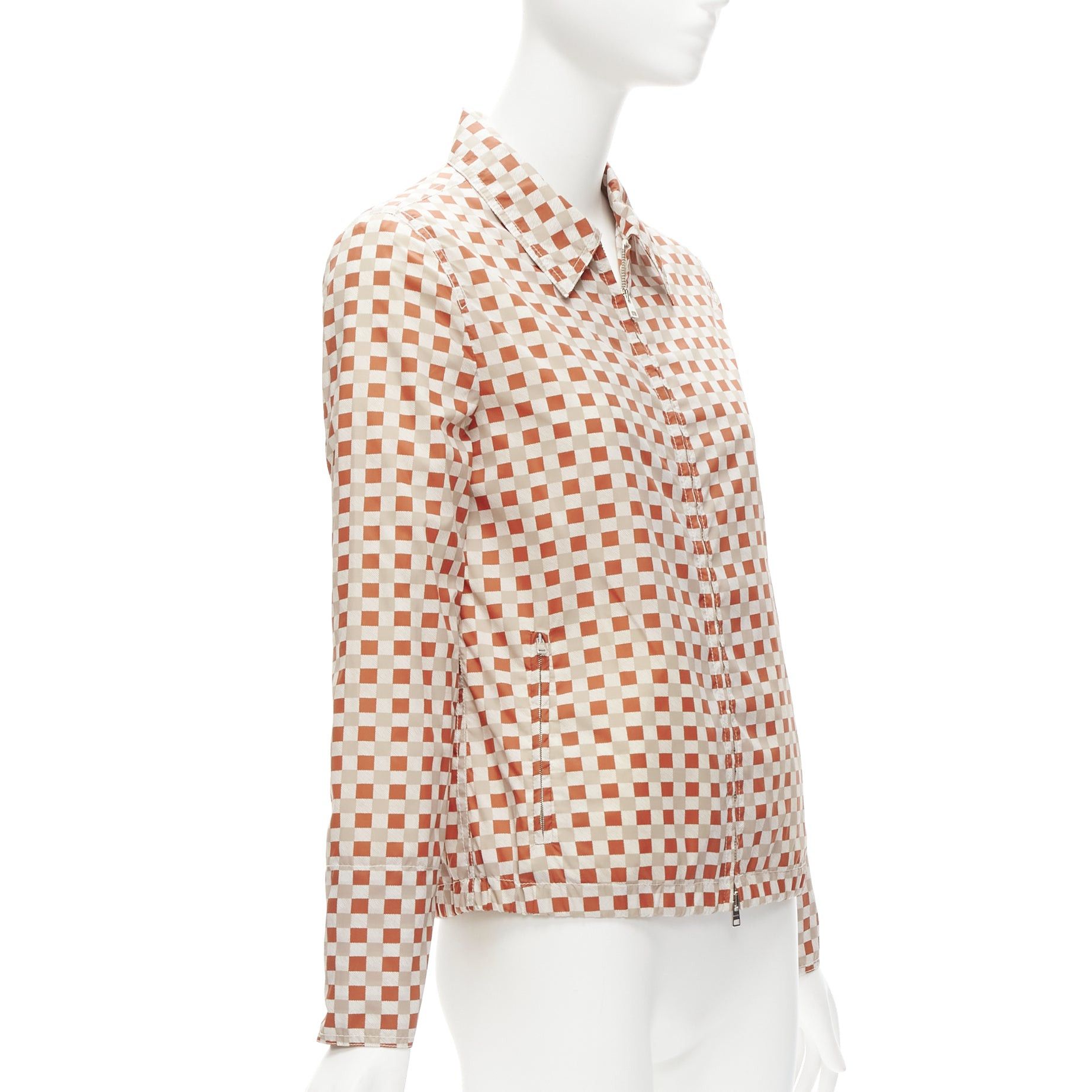 Marni MARNI red beige checkerboard collared zip shell jacket IT38 XS Size XS / US 0-2 / IT 36-38 - 4 Thumbnail