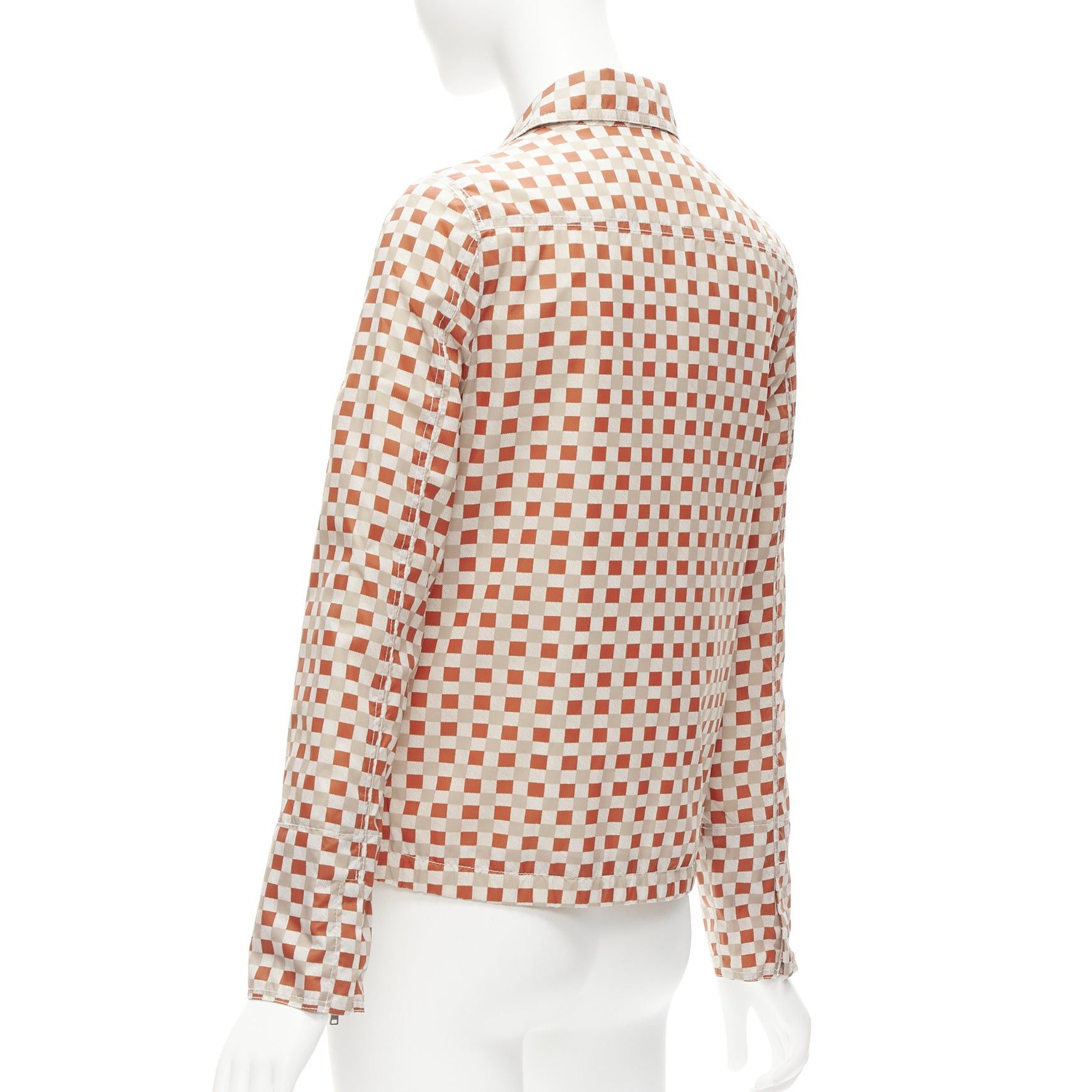 Marni MARNI red beige checkerboard collared zip shell jacket IT38 XS Size XS / US 0-2 / IT 36-38 - 7 Thumbnail