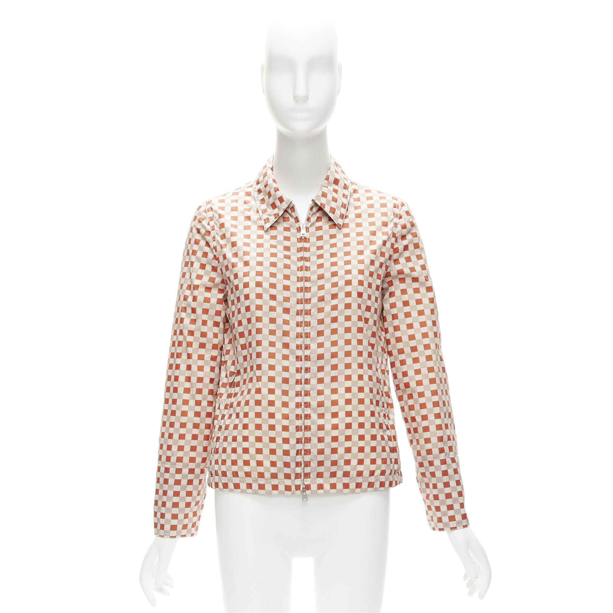 Marni MARNI red beige checkerboard collared zip shell jacket IT38 XS Size XS / US 0-2 / IT 36-38 - 10 Thumbnail