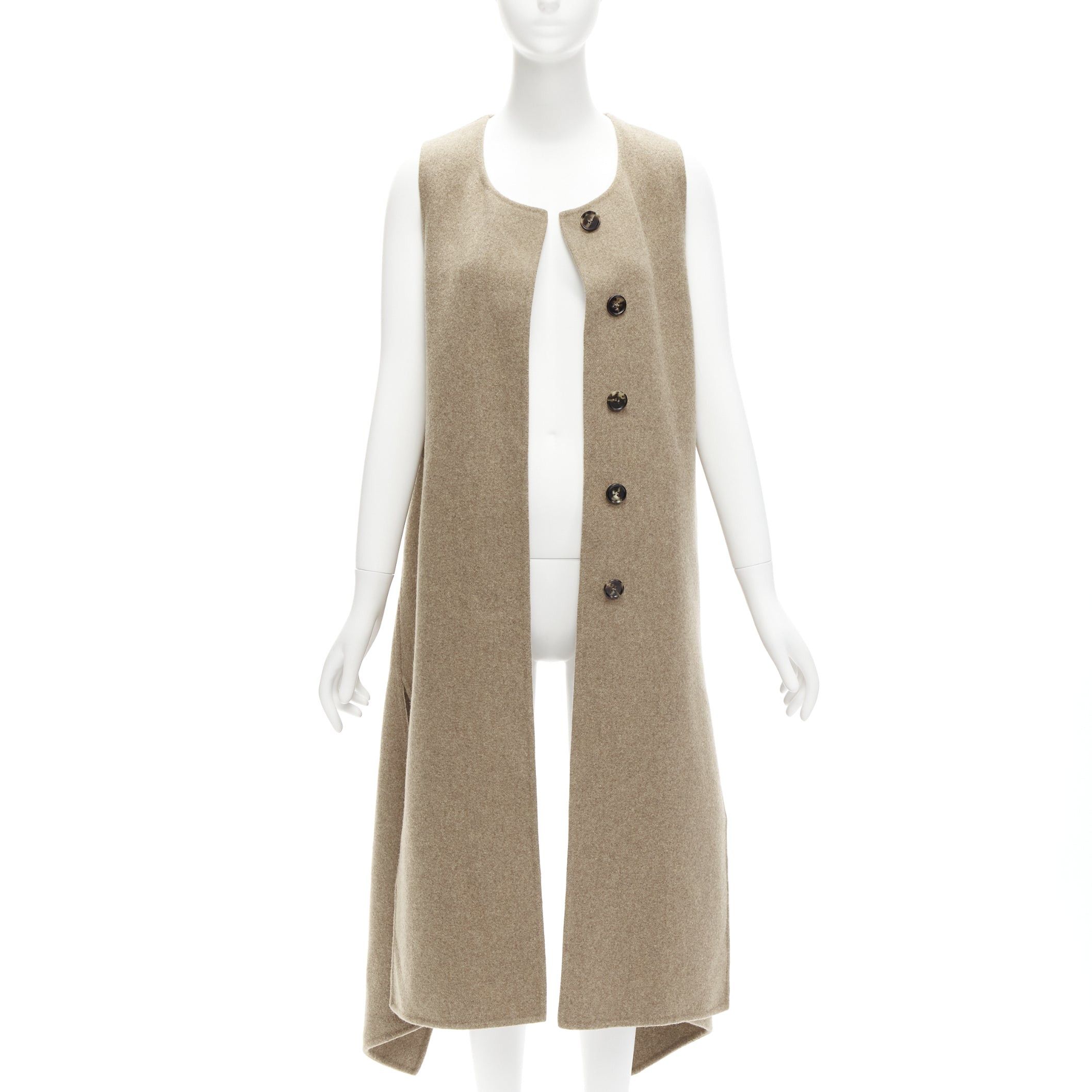 Marni MARNI taupe brown virgin wool blend high low hem vest coat IT36 XS Size XS / US 0-2 / IT 36-38 - 2 Thumbnail