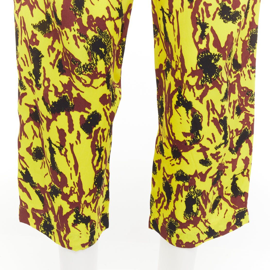 Marni MARNI yellow burgundy black abstract print drop crotch tapered pants IT40 S Size 27" / US 4 / IT 40 - 6 Thumbnail