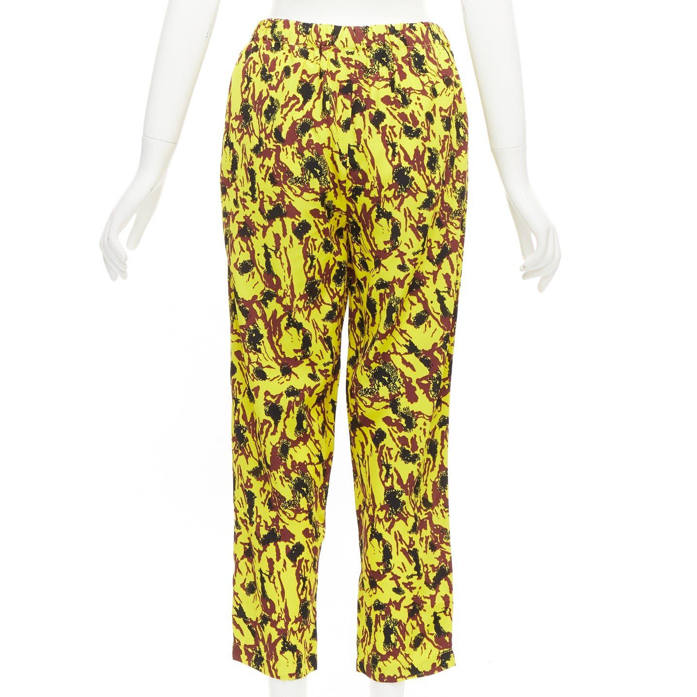 Marni MARNI yellow burgundy black abstract print drop crotch tapered pants IT40 S Size 27" / US 4 / IT 40 - 4 Thumbnail