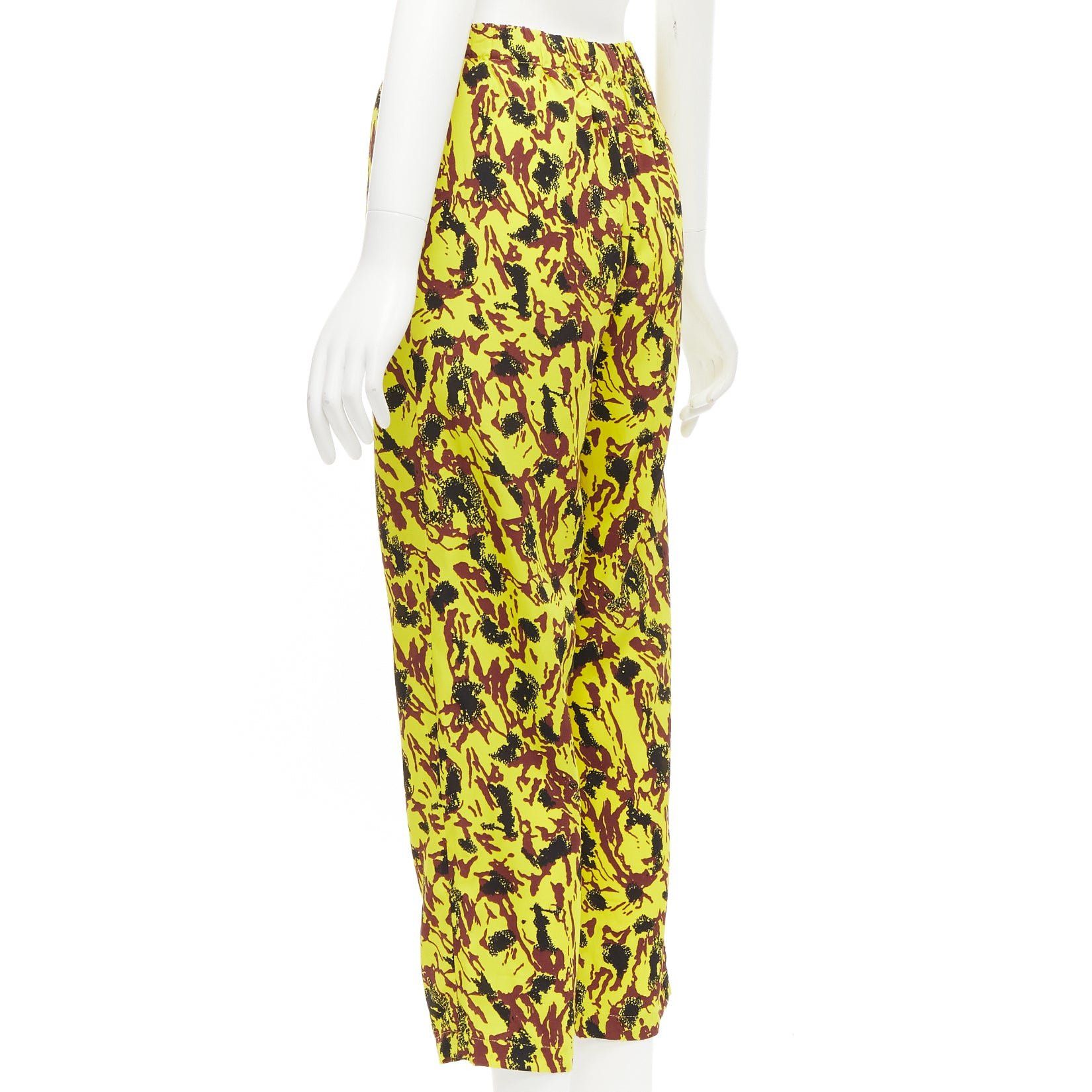 Marni MARNI yellow burgundy black abstract print drop crotch tapered pants IT40 S Size 27" / US 4 / IT 40 - 5 Thumbnail